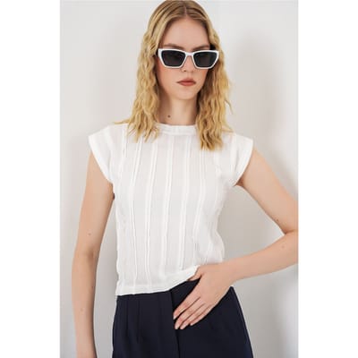 Gestructureerde Ribbels Pull-On Blouse