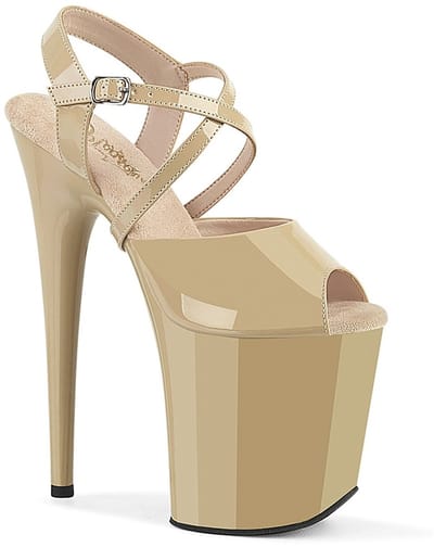 Pleaser - FLAMINGO824 Sandaal met enkelband, Paaldans schoenen - US 8 - 38 Shoes - Creme