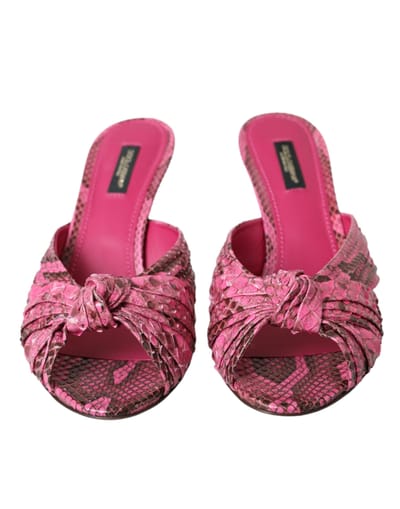 Dolce & Gabbana Roze Exotische Leren Kitten Heels Slides Schoenen