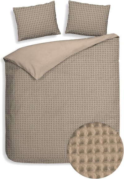 Heckettlane Dekbedovertrek Vafala - Effen Bedlinnen - 200x200-220 cm - Tweepersoons - Beige - Dekbedovertrek van Katoen