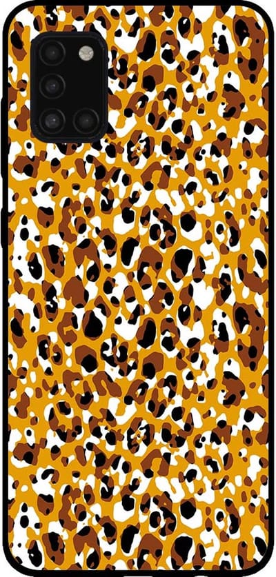 Smartphonica Telefoonhoesje voor Samsung Galaxy A31 met panterprint - TPU backcover met luiaardprint - Bruin geschikt voor Samsung Galaxy A31