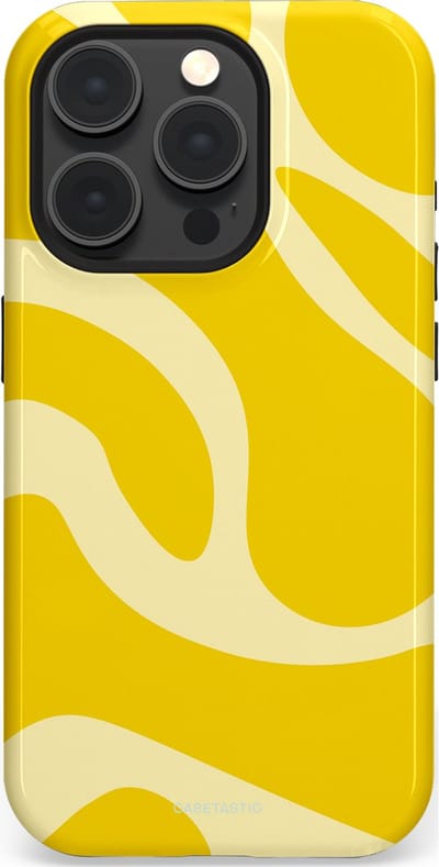 Casetastic Hoesje Geschikt voor Apple iPhone 15 Pro Magsafe - Stijlvolle Beschermende Duo-layer Case - Citroen Gele Zonnestraal