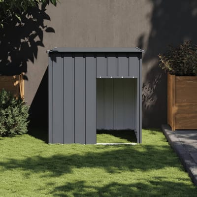 vidaXL - Hondenhok - met - dak - antraciet - 110x103x109 - cm - gegalvaniseerd - staal