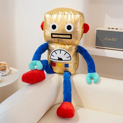 60cm Grote Robot Pluche Kussen Schattige Wetenschappelijke Robot Knuffel Jongens Slaapkamer Decoratief Kussen Kussen Verjaardagscadeau goud