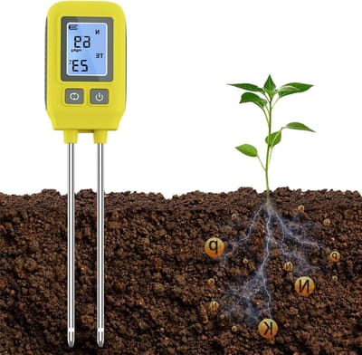 Bodemtester 4-in-1 - Bodemmeetinstrument NPK - Plantenverzorging Optimaliseren - Nauwkeurige NPK-meting - 0-1999 mg/kg - Zwart