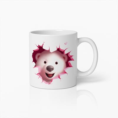 Schattige IJsbeer Mok – 3D Doorbreek Ontwerp – Leuk Cadeau voor Dierenliefhebbers & Kinderen