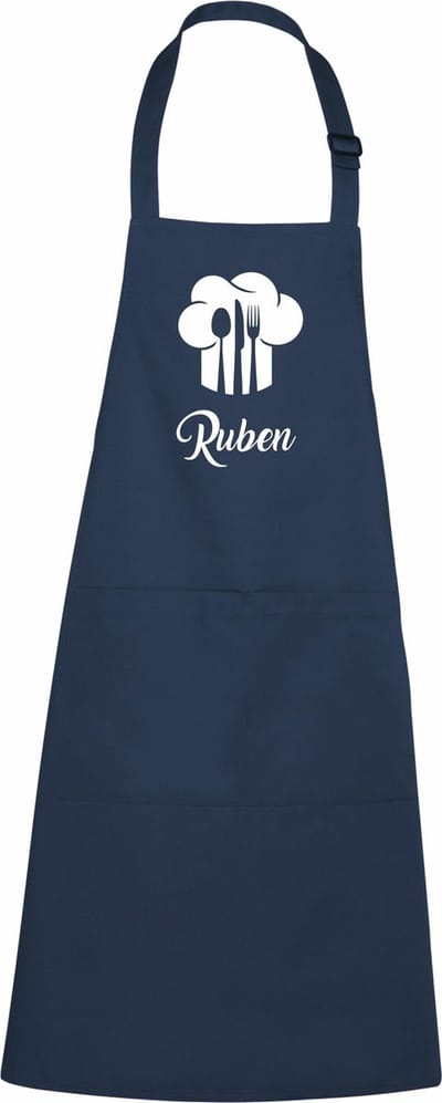 mijncadeautje - luxe schort - bestek in koksmuts - met voornaam - blauw
