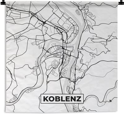 Wandkleed - Wanddoek - Kaart - Koblenz - Stadskaart - Plattegrond - 180x180 cm - Wandtapijt