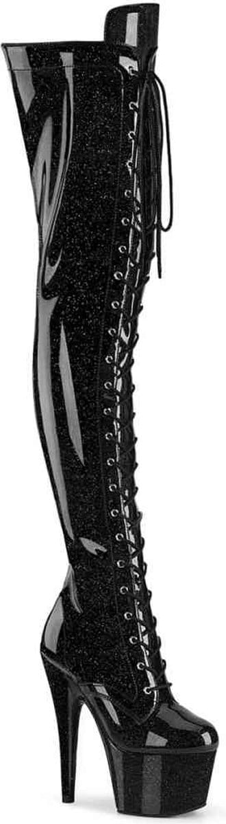 Pleaser - ADORE-3020GP Plateau Overknee Laarzen - US 13 - 44 Shoes - Zwart