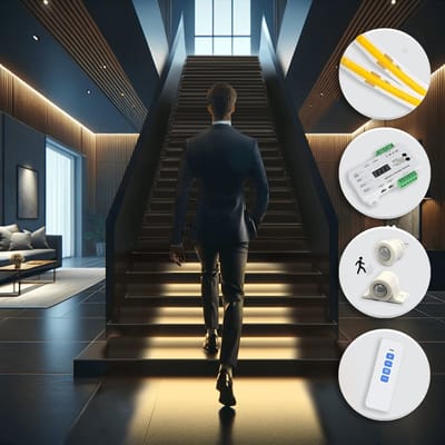 Dynamische trapverlichting set Premium 50 cm met profiel voor max. 16 treden - 12 programma's - Instelbare snelheid en lichtsterkte - Warm wit licht