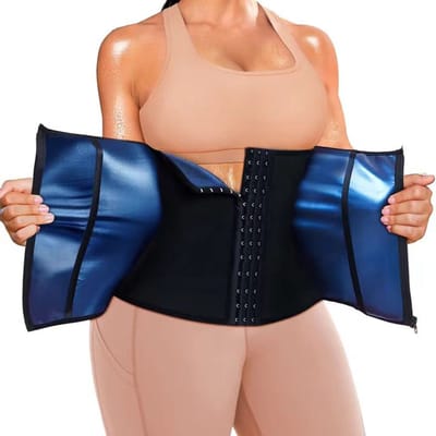 Dames taille trainer - neopreen - voor sport - korset tailleband - tailleversmaller - met rits en haakjes -zwart, S