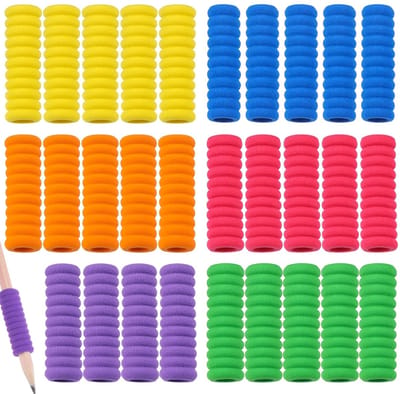 Dailygoods- Pennenhouders 30 Stuks - Schuimrubberen Grip - Ergonomische Schrijfhulp - Potloodgrepen - Vingerafstandhouders - 6 Kleuren