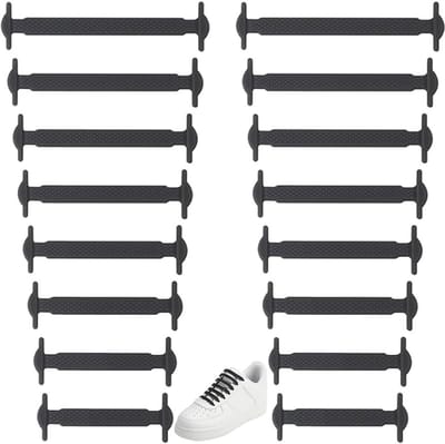 Zwarte elastische veters voor sneakers - 8 paar siliconen veters, waterdicht en knooploos, geschikt voor kinderen en volwassenen