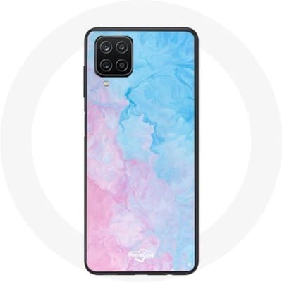 Samsung Galaxy A12 roze blauw hoesje als achtergrond