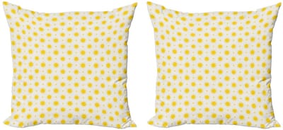 ABAKUHAUS Geometrische Kussenhoezen Set – 40x40 cm – Geel/Wit