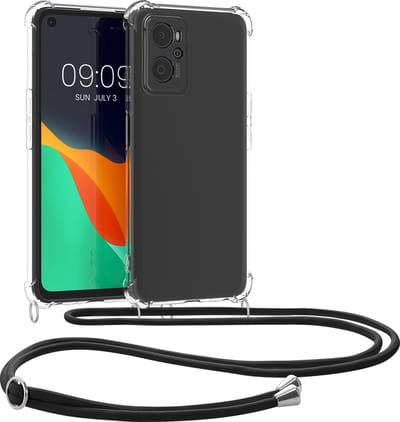 kwmobile telefoonhoesje geschikt voor Oppo A76 / A96 - Hoesje met telefoonkoord - Back cover in transparant / zwart