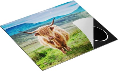 Chefcare Inductie Beschermer Schotse Hooglander in de Wei - Kleur - 60x50 cm - Afdekplaat Inductie - Kookplaat Beschermer - Inductie Mat