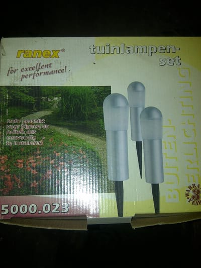 Ranex Tuinlampen - 3 stuks - 12V - 20cm hoog - Incl kabel 12m