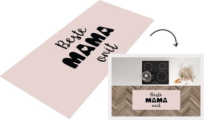 Keukenloper - Loper keuken - Spreuken - Quotes Beste Mama Ooit - Moederdag - Cadeau - 120x50 cm - Keukenloper vinyl