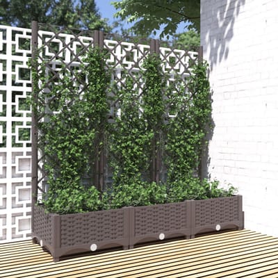 vidaXL - Plantenbak - met - trellis - bruin - 120x40x121,5 - cm - PP