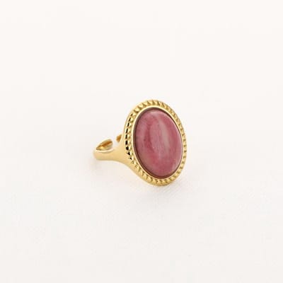 Bijoutheek Ring (Sieraad) Ovaal Groot Steen Goudkleurig Hodochrosite
