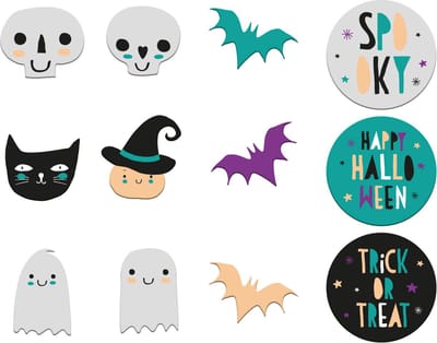 Folat - Raamstickers Happy Halloween - 12 stuks - Halloween - Halloween Decoratie - Halloween Versiering