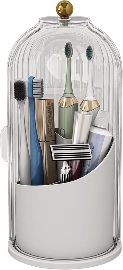Draaibare, Transparante Make-up Organizer met Deksel - Stofdichte Cosmetica Opberger voor Badkamer en Tafel