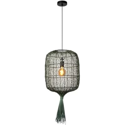 Lucide Hanglamp Garve - Groen Rotan - Diam. 40cm - E27 - Dimbaar