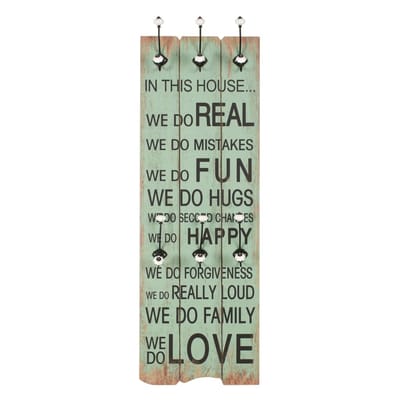 vidaXL - Wandkapstok - met - 6 - haken - HAPPY - LOVE - 120x40 - cm