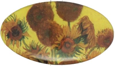 Zeeuws Meisje- Stevige duurzame haarspeld/haarclip Vincent van Gogh zonnebloemen reproduktie- made in France speld 8 cm