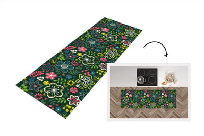 Keukenloper - Loper keuken - Bladeren - Patronen - Bloemen - 150x50 cm - Keukenloper vinyl