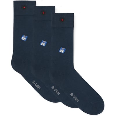 A-DAM  3-pack Casual Socks Navy Floppydisk Navy Maat: 36-40 | Slipjes Outlet | Unisex | Blauw