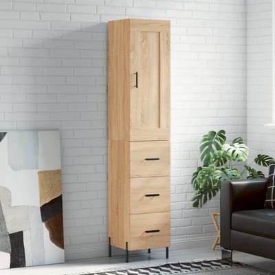 vidaXL Hoge kast 34,5x34x180 cm bewerkt hout sonoma eikenkleurig
