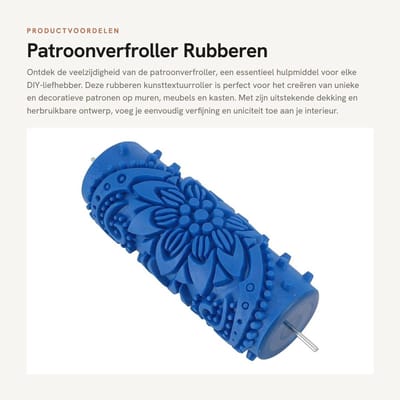 Dailygoods- Patroonverfroller Rubber - Multifunctionele Reliëfroller - Wasbare Decoratieve Roller - Uitstekende Dekking - DIY Gereedschap - Maat 15 x 6 x 6 cm - Decoratieroller