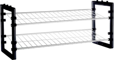 Range schoenen metalen en kunststof 2 niveaus 68x25x31 cm - Overig - Zwart - Zwart - SILUMEN