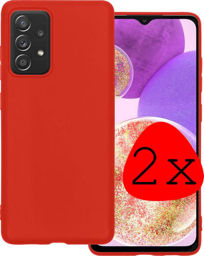 Hoesje 2 Stuks - Geschikt voor Samsung Galaxy A23 - Sterk & Shockproof - Case Siliconen - Back Cover - Telefoon Hoes - Rood