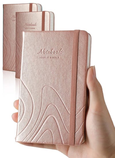 Compact Pocket Notebook 9,4x14,5 cm - 320 Pagina's - Roségoud - 2 stuks
