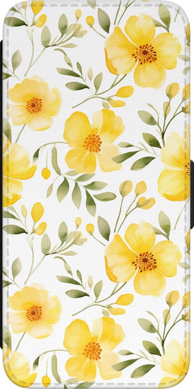 Leuke Telefoonhoesjes - Hoesje geschikt voor Samsung Galaxy A34 bookcase leer - Sunny flowers - Sunny flowers - Wallet Case met pasjeshouder - Bloemen - Geel