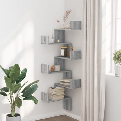 vidaXL - Hoekwandschap - 45x45x147 - cm - bewerkt - hout - grijs - sonoma - eikenkleur