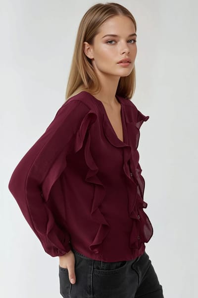Tippet Kragen Flonkerende Boheemse Shirt