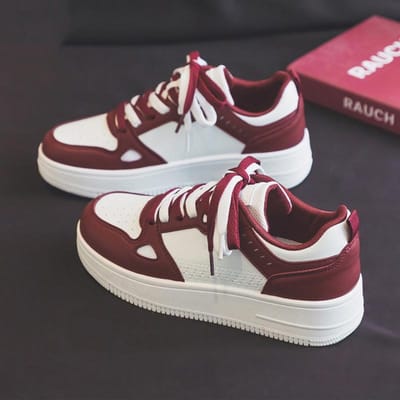 Platform Schoenen met Platte Zool Dames Lente Kleine Witte Schoenen Opvallende Veelzijdige Casual Boardschoenen Enkele Sneakers 43 white