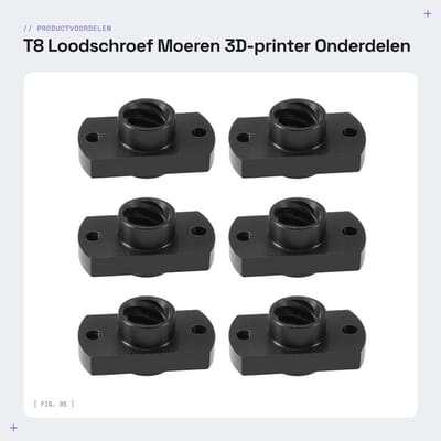 Dailygoods- Loodschroefmoer 6 Stuks - POM - Compatibel met 3D-printers - Grootte 24,2 x 12,7 mm - Dikte 10,5 mm - Diameter 10 mm - Schroefmoer