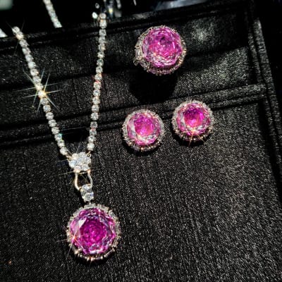 Nieuwe Roosgeslepen Aaa Zirkonia Kristal Hanger Kettingen Stud Oorbellen Ringen Voor Vrouwen Mode Luxe Bruiloft Jubileum Sieradensets