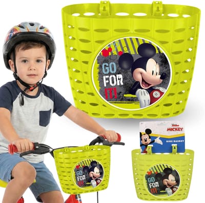 DISNEY Mickey Mouse Fietsmand, Stuurmandje voor kinderen, jongensmandje voor fiets, step 20x15x16 cm