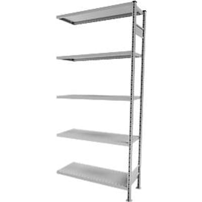 Legbordstelling SSI Schäfer R3000, Aanbouwstelling, 5 gegalvaniseerde legborden, B 1025 x H 2278 mm