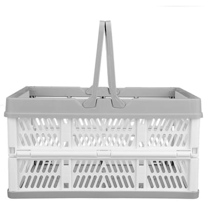 Opvouwbare Waskleding Opbergmand met Handvatten Organizer voor Keuken Slaapkamer Wit Grijs gray
