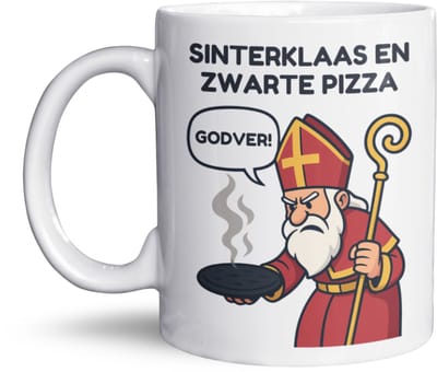Sinterklaas en Zwarte Pizza mok - Sinterklaas mok - Humor mok - Originele koffiemok - Grappig cadeau voor Vrienden of Familie - Leuk Sinterklaaskado