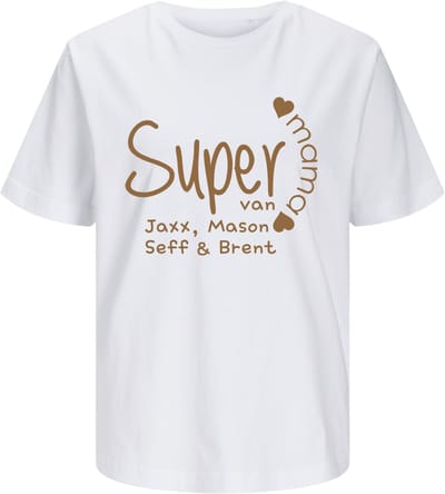 T-shirt Mama - Persoonlijk cadeau voor Mama met naam -Maat XS -Kleur Wit- graag gelijk de naam doorgeven na je bestelling - Leuke cadeau voor Moederdag