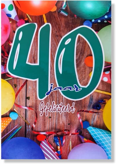 Hoera 40 Jaar! Luxe verjaardagskaart - 12x17cm - Gevouwen Wenskaart inclusief envelop - Leeftijdkaart