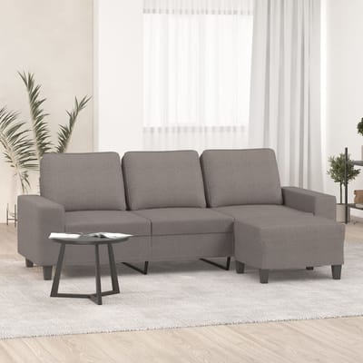 vidaXL - Driezitsbank - met - voetenbank - 180 - cm - stof - taupe